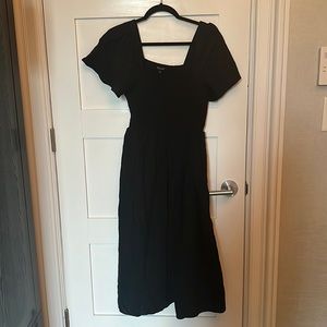 Alexandra Smocked Linen Blend Midi Dress Madewell Size M